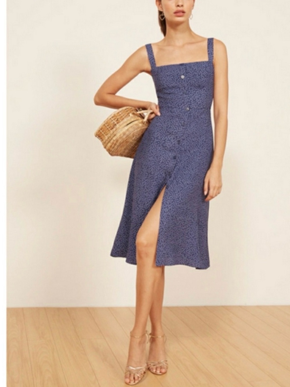 ISO …IN SEARCH OF Reformation Persimmon Button Front Midi Dress Size 8